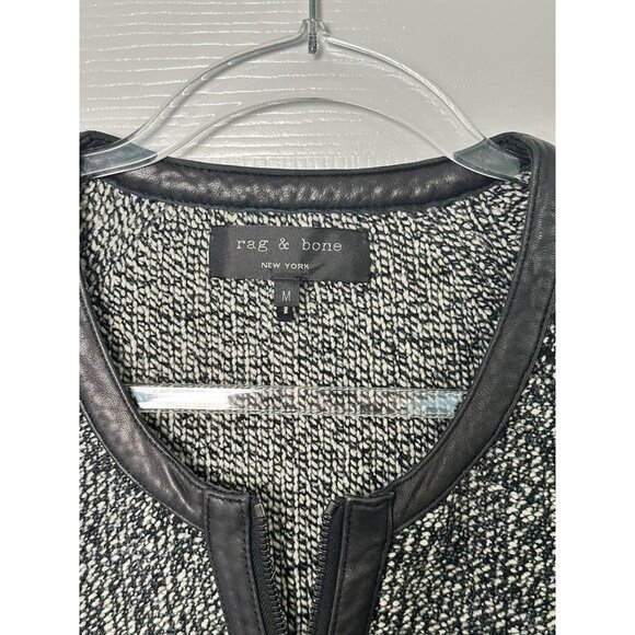 Rag And Bone Zip Front Leather Trim Wool Jacket Size‎ Medium - Picture 3 of 10